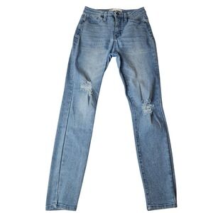 RSQ Distressed Skinny Jeans 25 Light Blue HighRise Ripped Edgy Rebellious Street